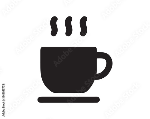 Hot Coffee Cup Icon – Minimalist Steam Mug Silhouette Vector Design