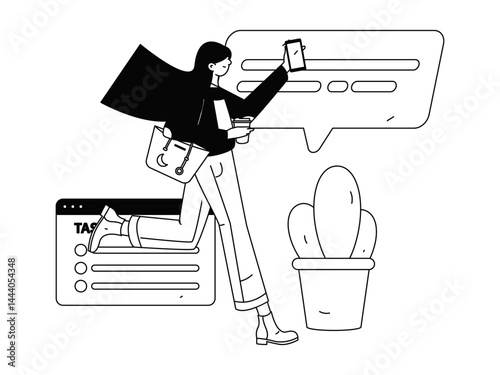 People exercising healthy running vector internet operation illustration
