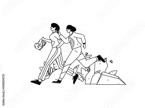 People exercising healthy running vector internet operation illustration
