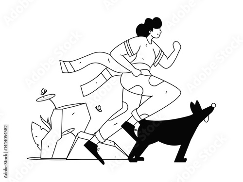 People exercising healthy running vector internet operation illustration
