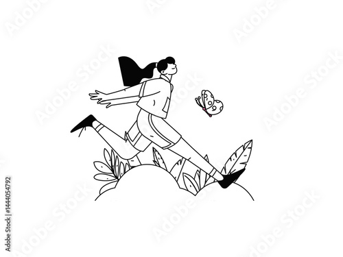 People exercising healthy running vector internet operation illustration
