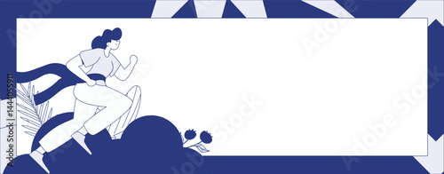 People exercising healthy running vector internet operation illustration
