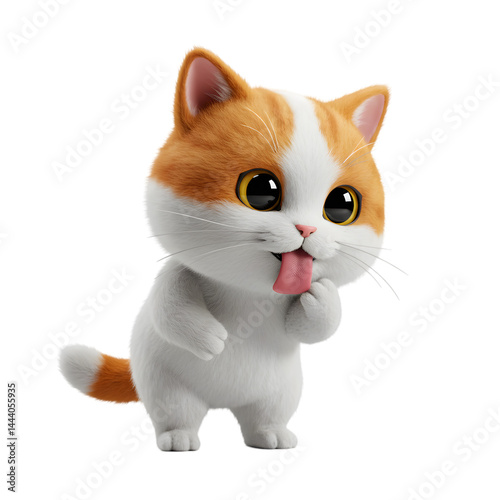 Cute Kitten Sticking Tongue Out on Transparent Background