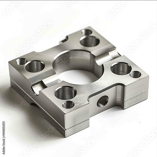 A precisionmachined metal part created using 3axis CNC milling The part features multiple flat surfaces drilled holes and sharp edges with cleanly milled grooves and patterns that h