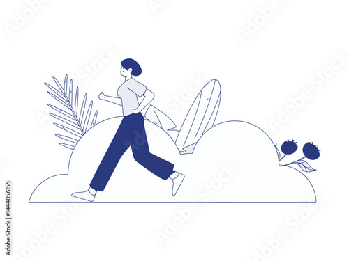 People exercising healthy running vector internet operation illustration
