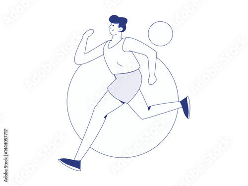 People exercising healthy running vector internet operation illustration
