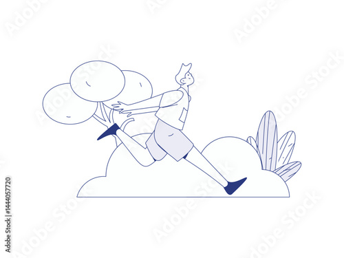 People exercising healthy running vector internet operation illustration
