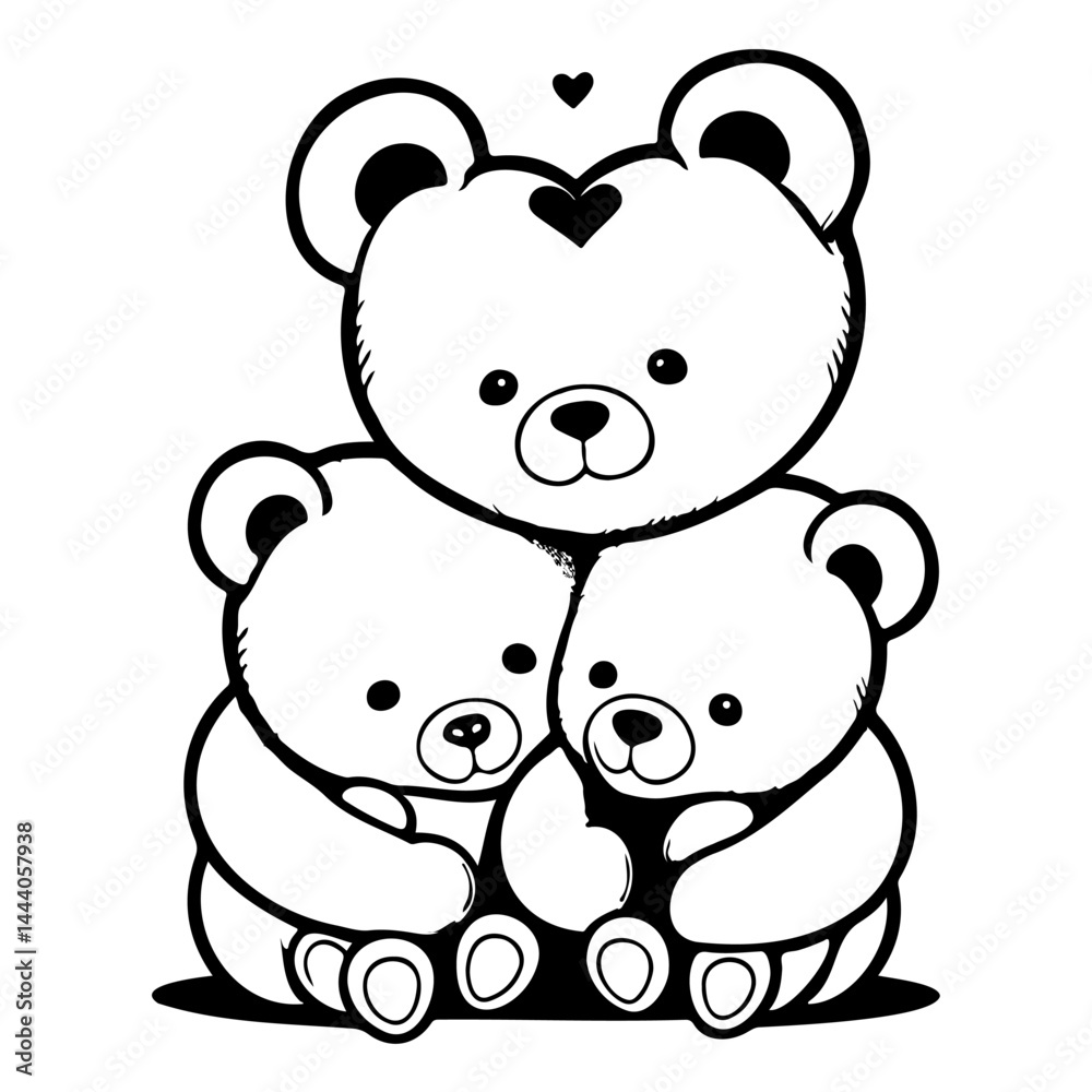 Heartfelt bear hug illustration showcasing unity and adorable affection