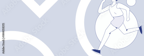 People exercising healthy running vector internet operation illustration
