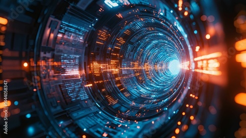 Wallpaper Mural Futuristic tunnel design with glowing tech elements. Torontodigital.ca