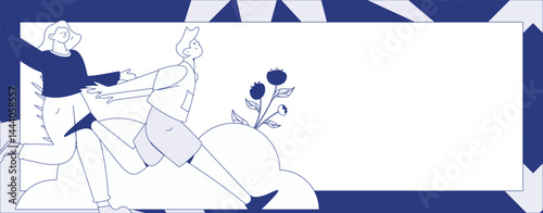 People exercising healthy running vector internet operation illustration
