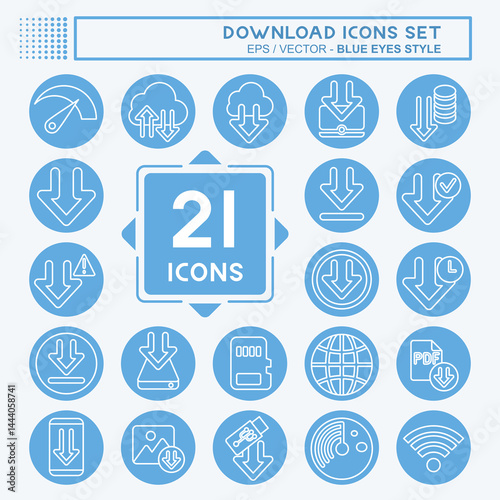 Icon Set Download. related to Education symbol. blue eyes style. design editable