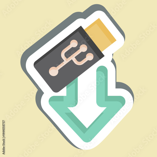 Sticker USB. related to Download symbol. design editable