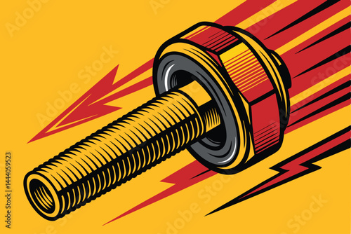 Extreme close-up photograph showcasing the intricate mechanical action of a tire bolt, highlighting its threads and material texture.