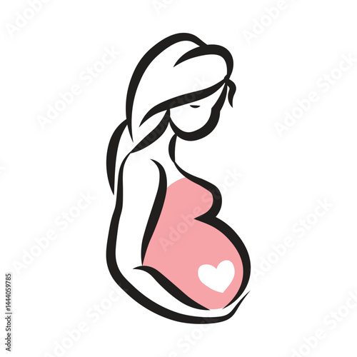 Pregnant woman, stylized symbol, pregnancy concept