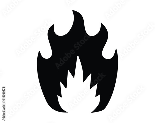 Black Flame and Fire Icon – Vector Burning Symbol, Candle & Heat Illustrations for Safety and Design Use