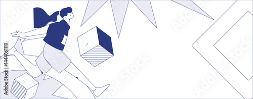People exercising healthy running vector internet operation illustration
