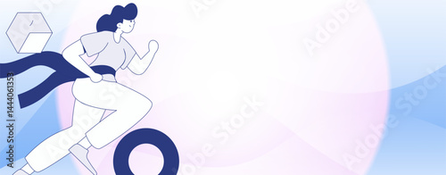 People exercising healthy running vector internet operation illustration
