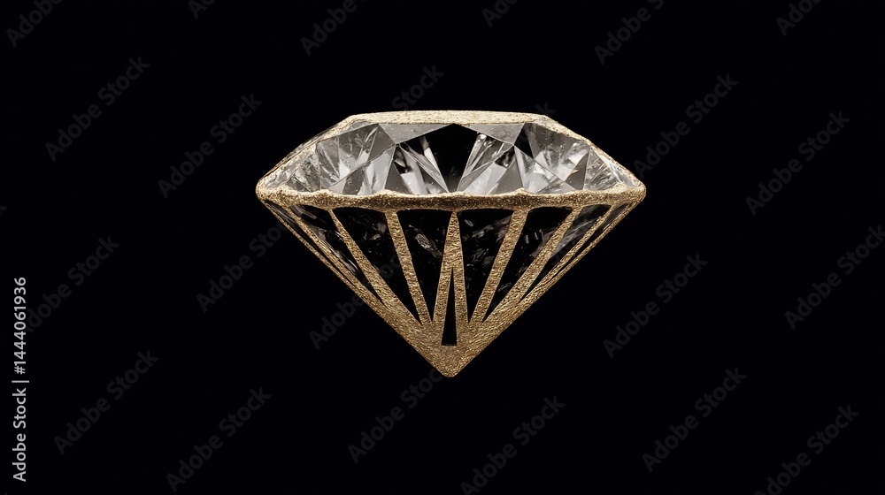 Goldenedged Diamond Luxury with Sparkle, Gem, and Black Background.