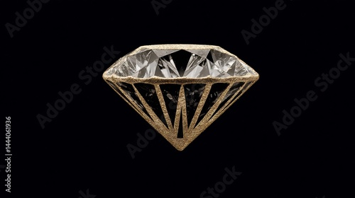 Obraz na płótnie Goldenedged Diamond Luxury with Sparkle, Gem, and Black Background. w salonie