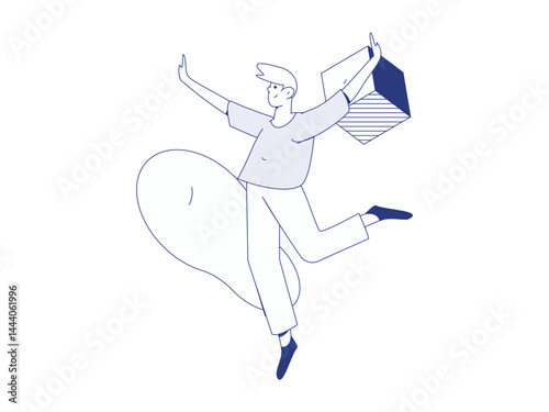 People exercising healthy running vector internet operation illustration
