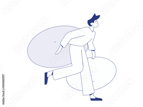 People exercising healthy running vector internet operation illustration
