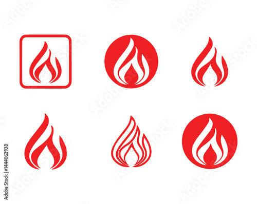 Red Flame and Fire Icon Set – Vector Burning Symbols, Candle & Heat Illustrations for Safety and Design Use