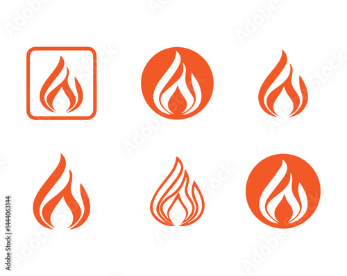 Orange Flame and Fire Icon Set – Vector Burning Symbols, Candle & Heat Illustrations for Safety and Design Use