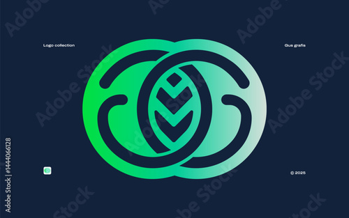 This logo features a sleek monoline design, where the letters GG are connected and the slices create a leaf shape. Perfect for eco-conscious retail, fashion, home appliances or other creative product.