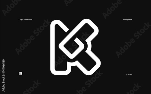 The logo features a clean, modern, minimalist monoline design that forms the letter K, with the rhombus in the center adding a touch of uniqueness, balance, stability, precision, and creativity.