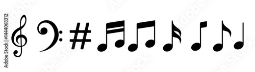 simple icon of musical scale and musical notes