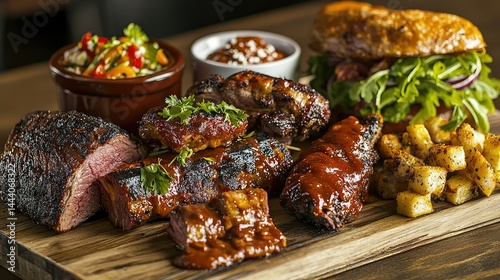 A BBQ restaurant with a farm-to-table concept, showcasing locally sourced meats and produce for a fresh and sustainable BBQ experience.