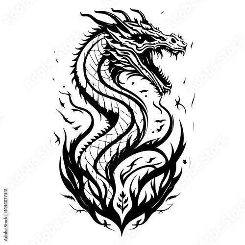 Wallpaper Mural Dragon illustration hand draw black colour logo symbol perfect. Torontodigital.ca