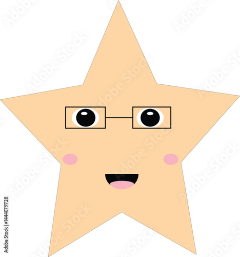 An adorable beige star character wearing glasses and smiling. This cartoon star design is ideal for educational materials, learning posters, children’s games, and creative teaching visuals.