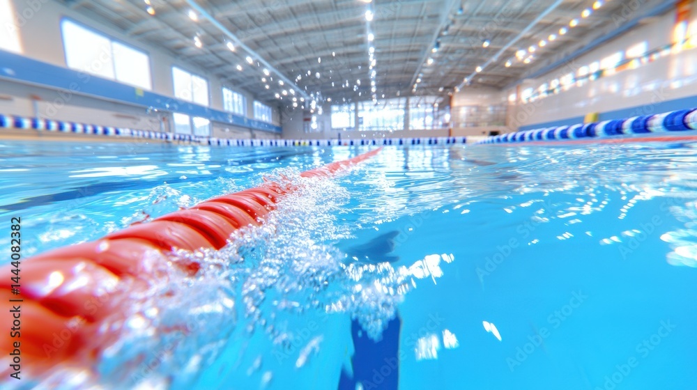 Obraz premium Indoor pool with ripples and a lane divider