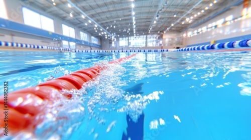 Indoor pool with ripples and a lane divider