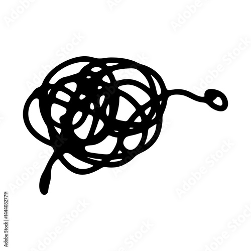 Tangled line art vector illustration for abstract concepts and creative design projects with messy doodle style silhouette