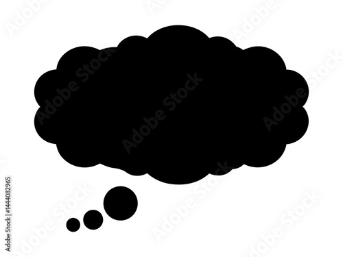 Black thought bubble vector, speech bubble graphic, thinking cloud illustration, idea concept design 100 silhouette