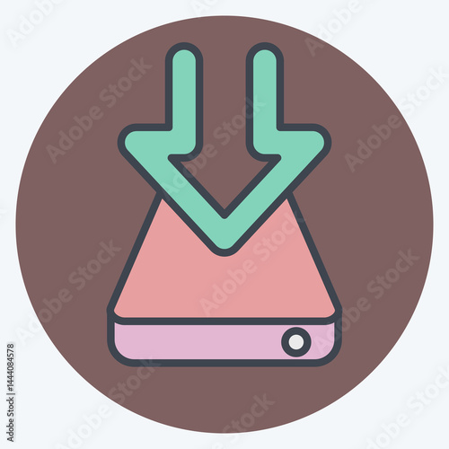 Icon Hard Drive. related to Download symbol. color mate style. design editable