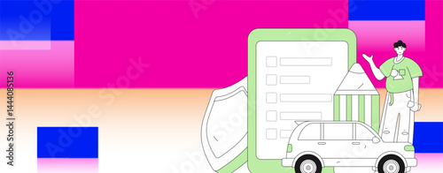 Buy insurance for car flat character vector concept operation illustration
