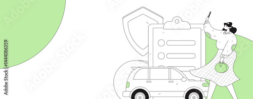 Buy insurance for car flat character vector concept operation illustration
