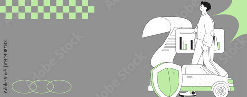 Buy insurance for car flat character vector concept operation illustration
