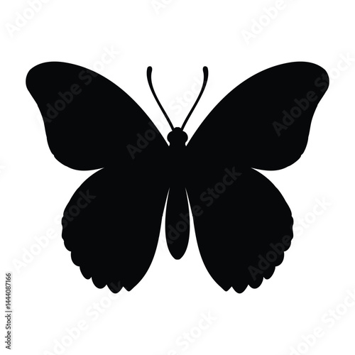 A silhouette butterfly vector illustration, an isolated insect with intricate wing patterns, a beautiful design from nature