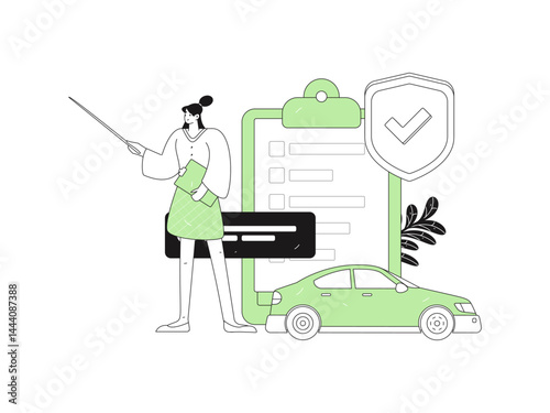 Buy insurance for car flat character vector concept operation illustration
