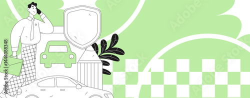 Buy insurance for car flat character vector concept operation illustration
