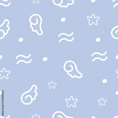 pastel angel wing doodle pattern