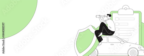 Buy insurance for car flat character vector concept operation illustration
