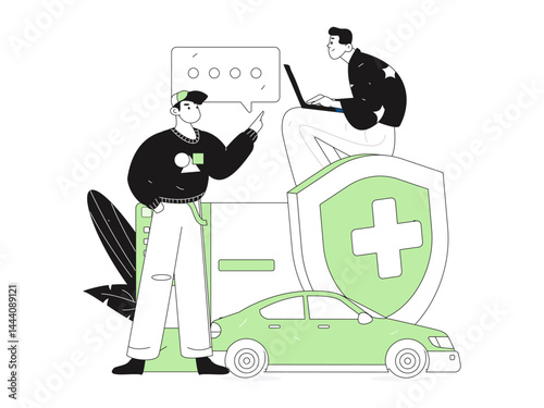 Buy insurance for car flat character vector concept operation illustration
