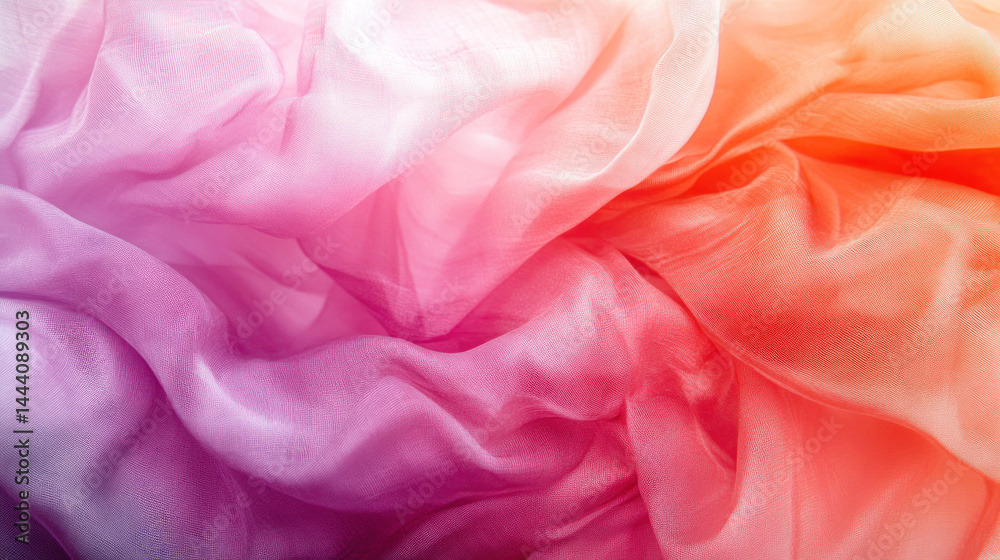 Obraz premium A pink and orange fabric with a flowy texture. The colors are vibrant and the fabric appears to be made of silk