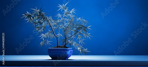 bonsai bamboo in Delfts Blauw,ai generative